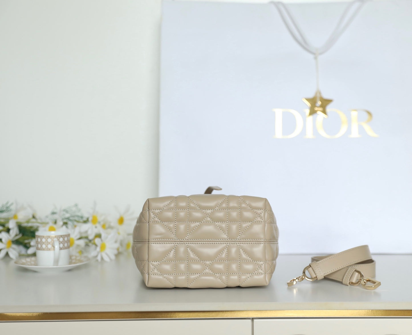 Unveil Luxury with Beige Quilted Handbag