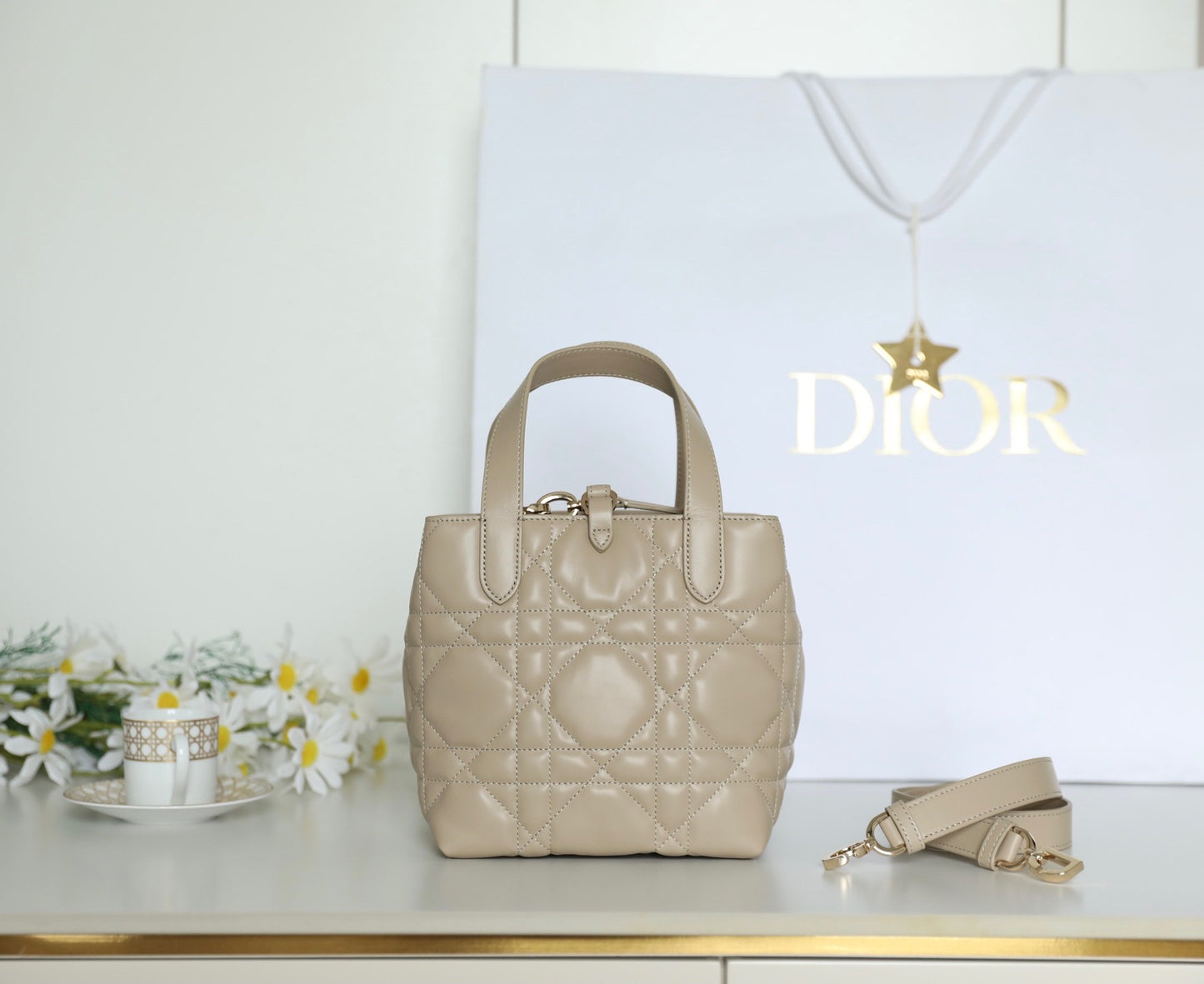 Unveil Luxury with Beige Quilted Handbag