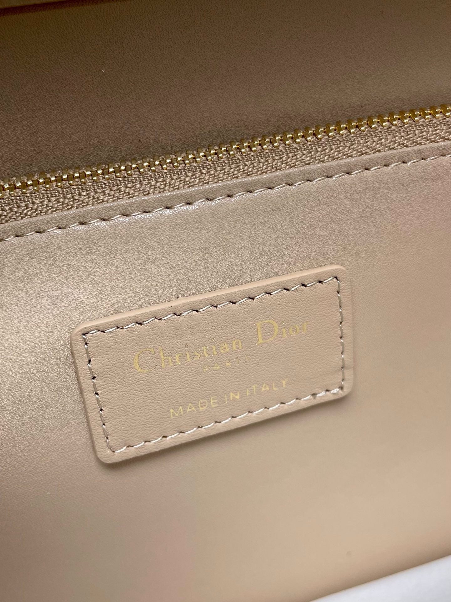 Apricot  colored Lambskin Cannage - pattern Zipped Clutch Bag