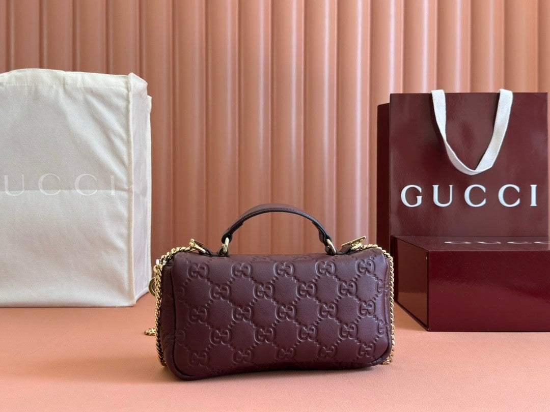 Burgundy leather handbag from the Miliano collection