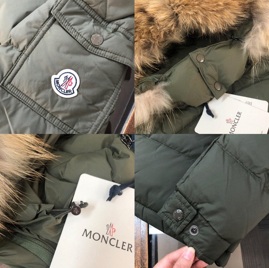 Army Green Down Jacket: With Fur Collar, Warm and Stylish