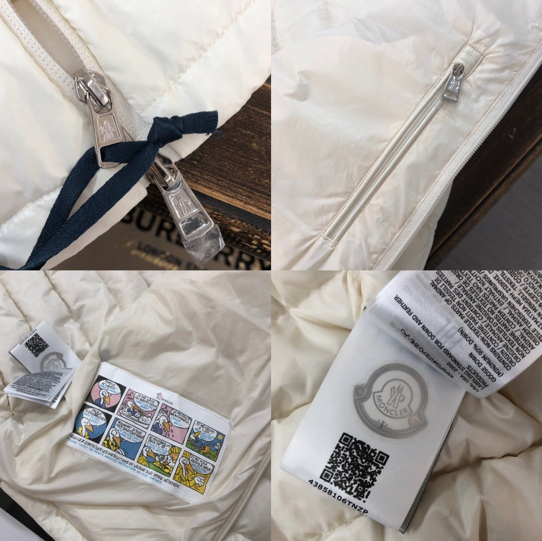 Black and White Couples' Lightweight Hooded Down Jackets