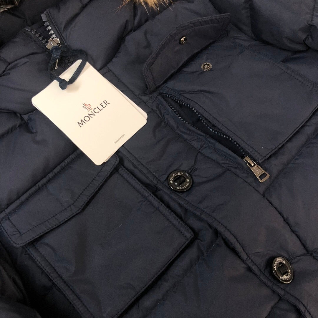 Mid - length Down Jacket with Marten Fur Collar