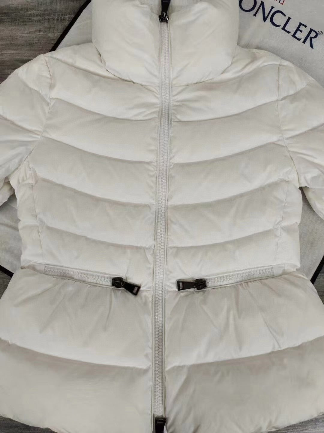 White Waist - cinching and Slimming Lightweight Down Jacket