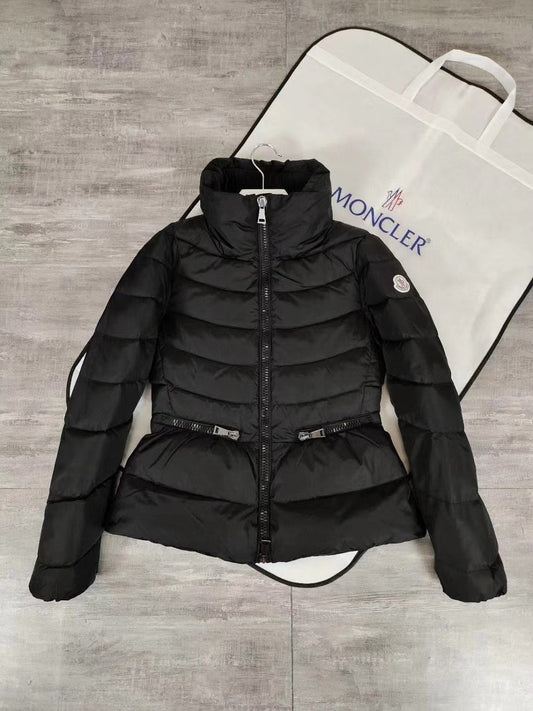 Black Waist - cinching and Slimming Lightweight Down Jacket