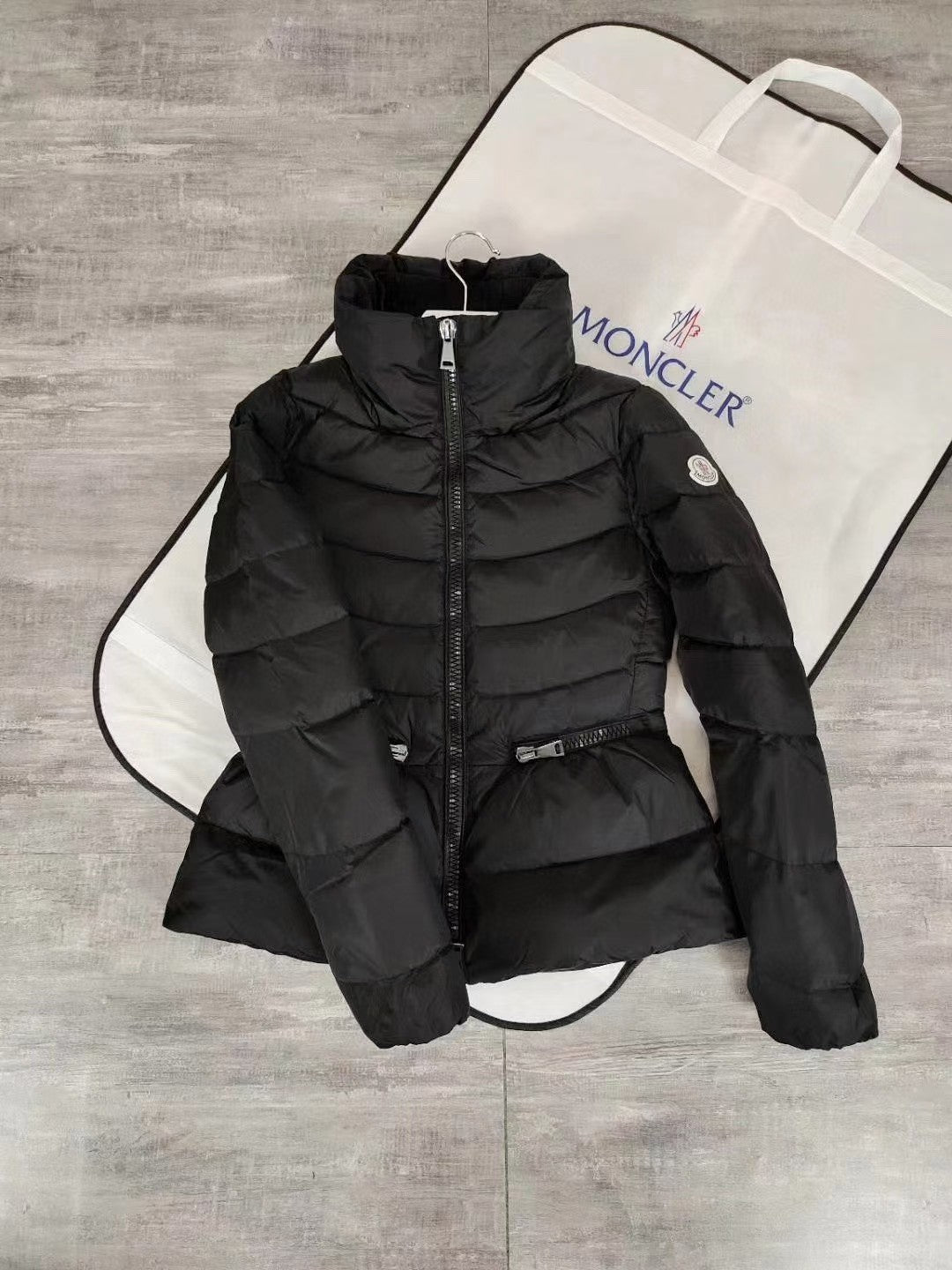 Black Waist - cinching and Slimming Lightweight Down Jacket