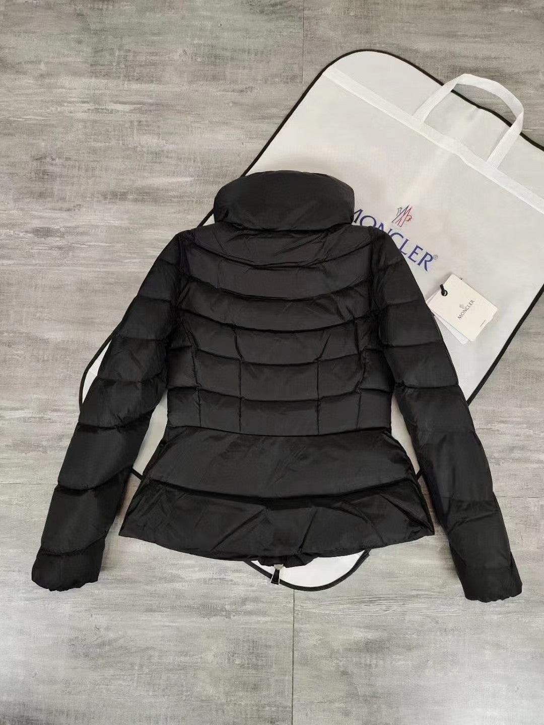 Black Waist - cinching and Slimming Lightweight Down Jacket