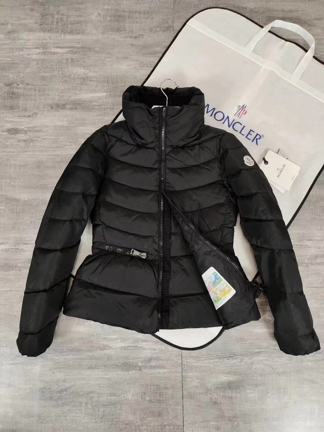 Black Waist - cinching and Slimming Lightweight Down Jacket