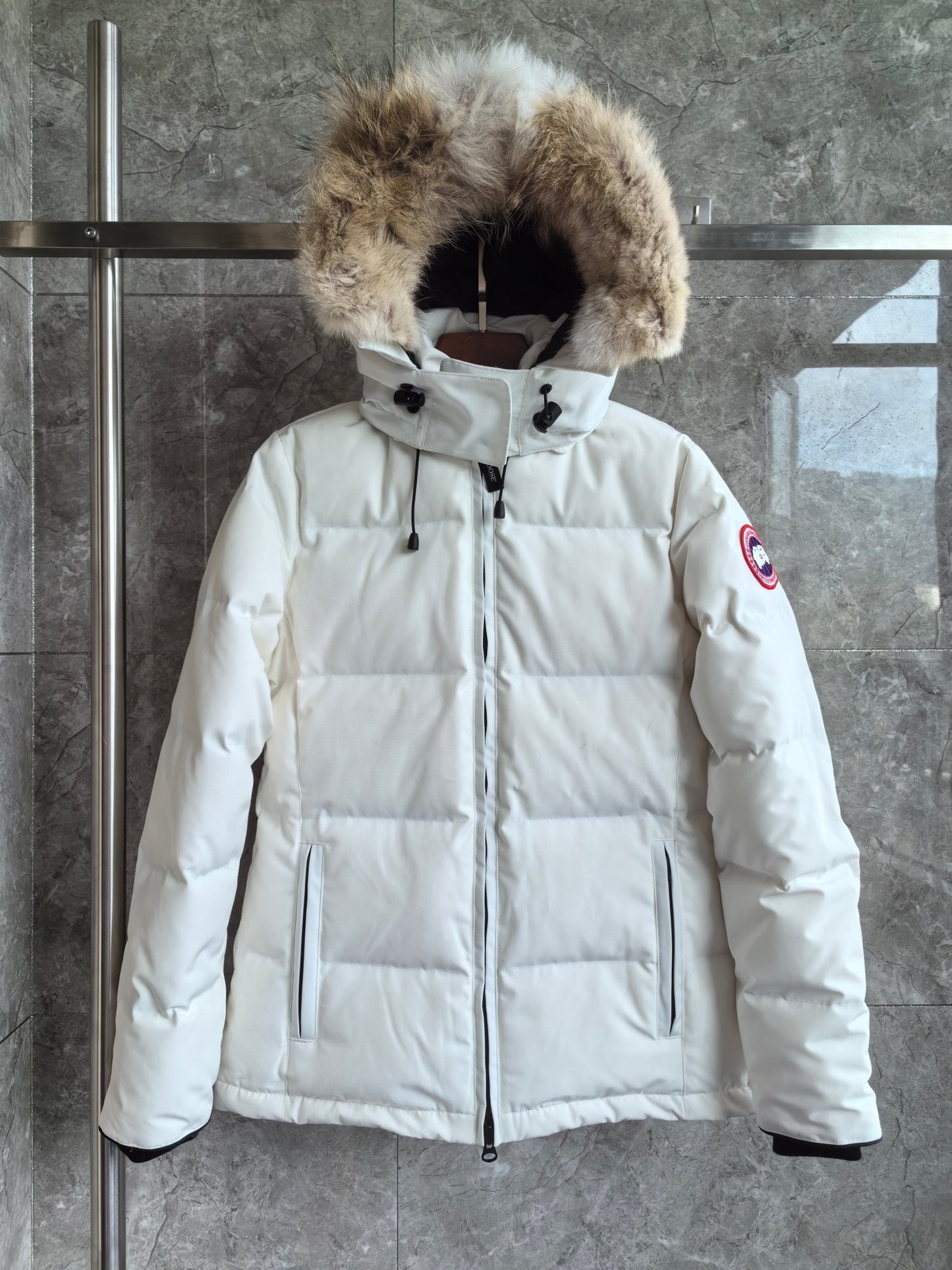 Women's White Hooded Down Jacket