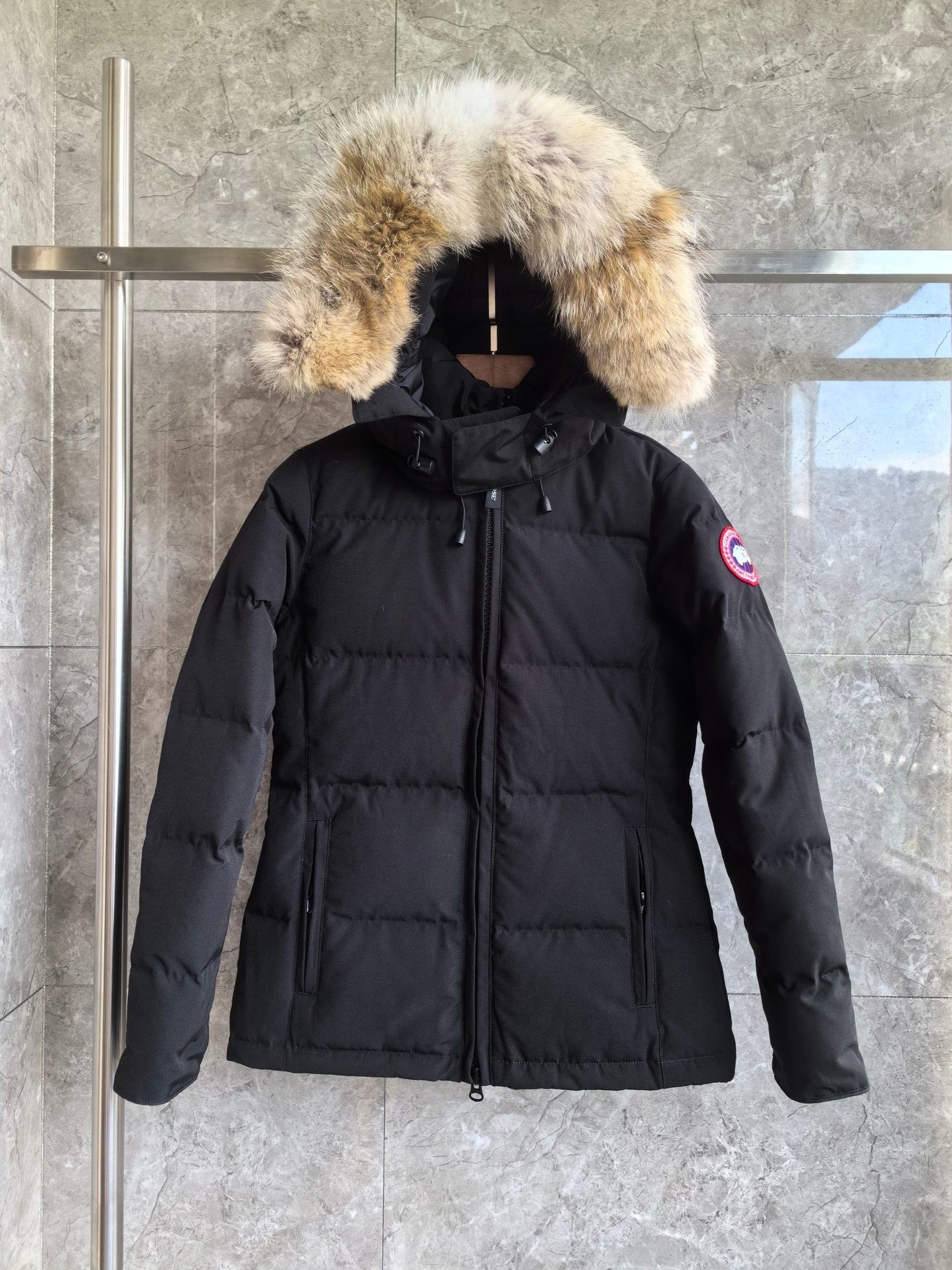 Women's Black Hooded Down Jacket