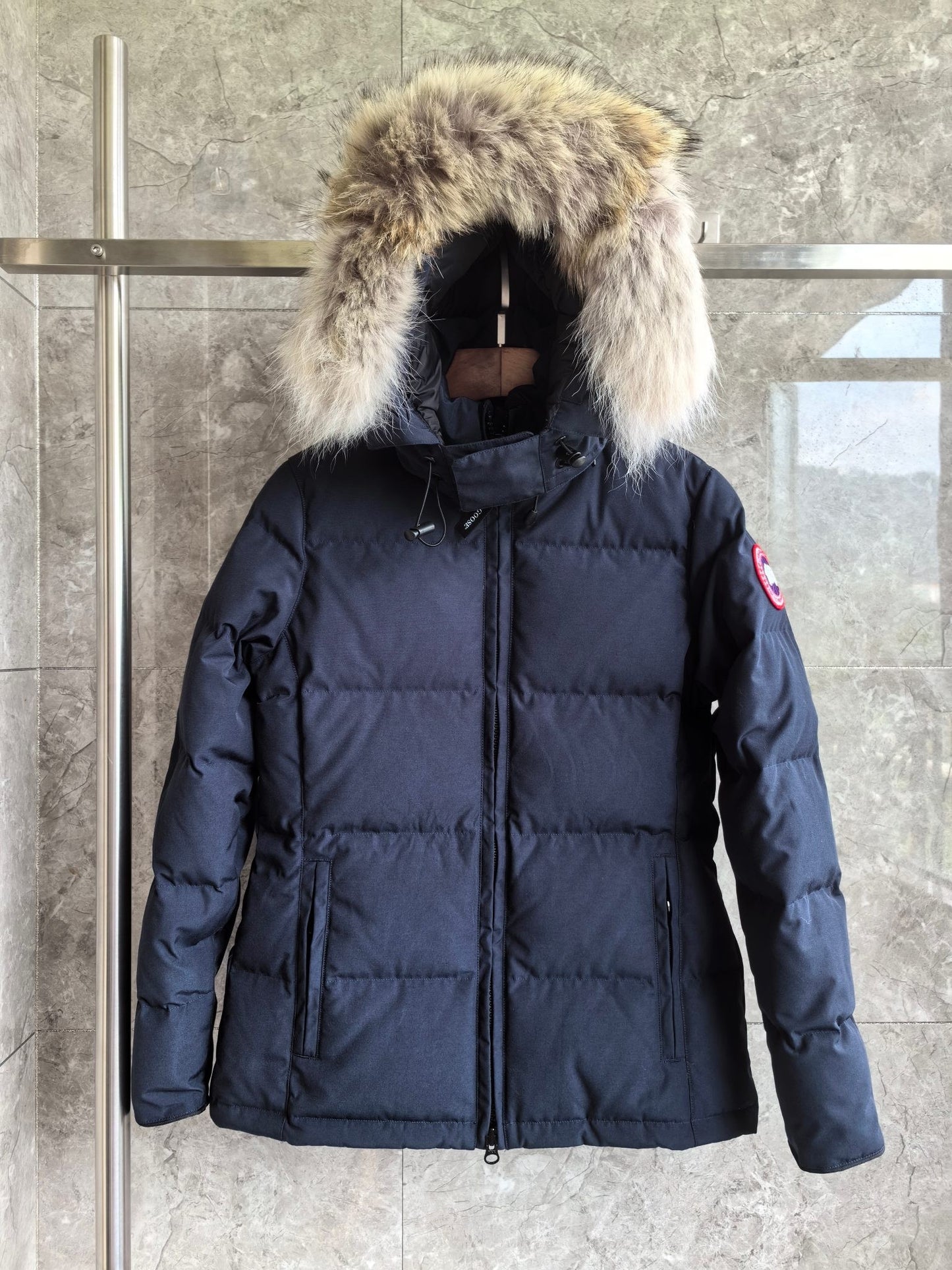 Women's Blue Hooded Down Jacket
