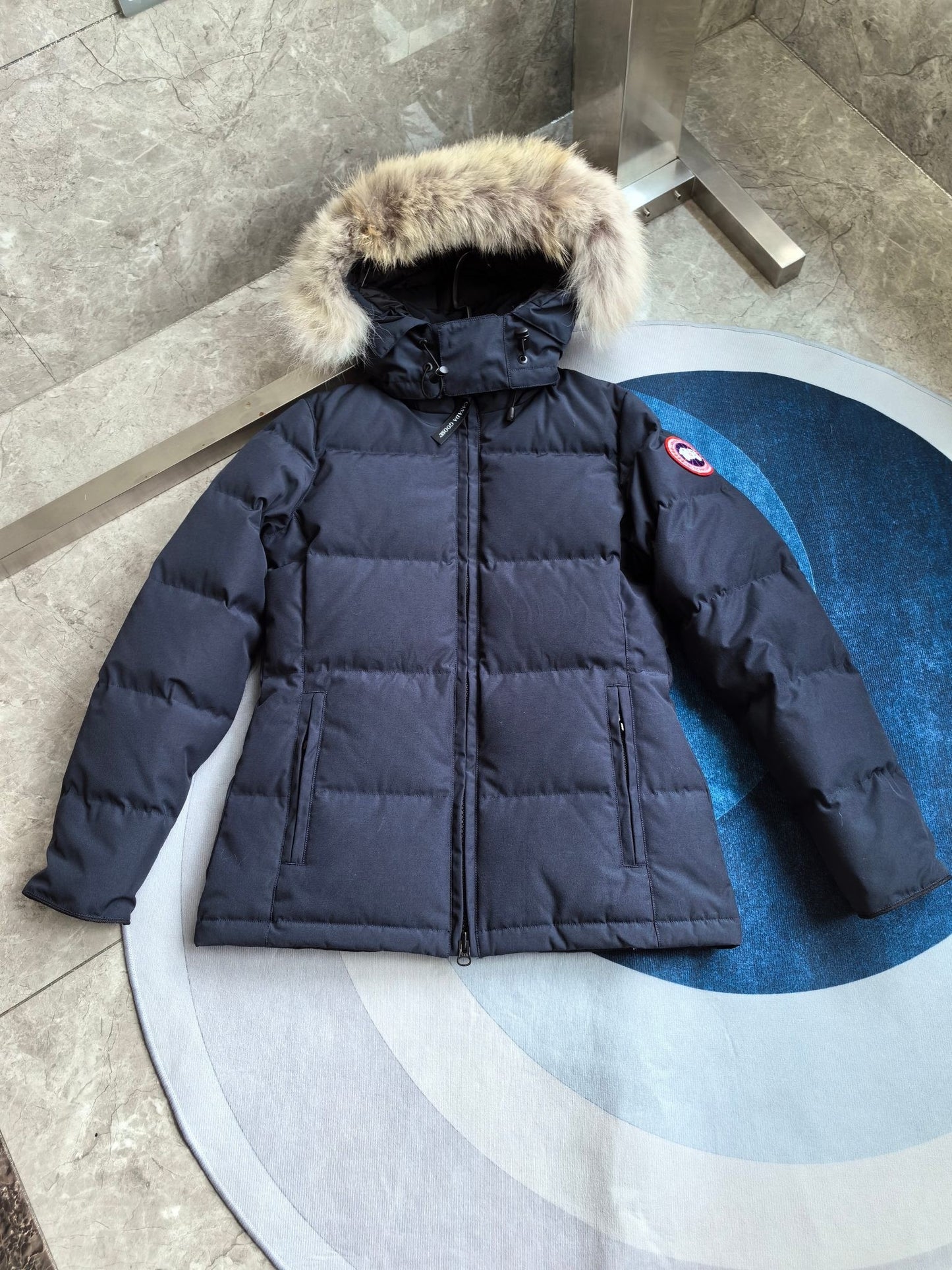 Women's Blue Hooded Down Jacket