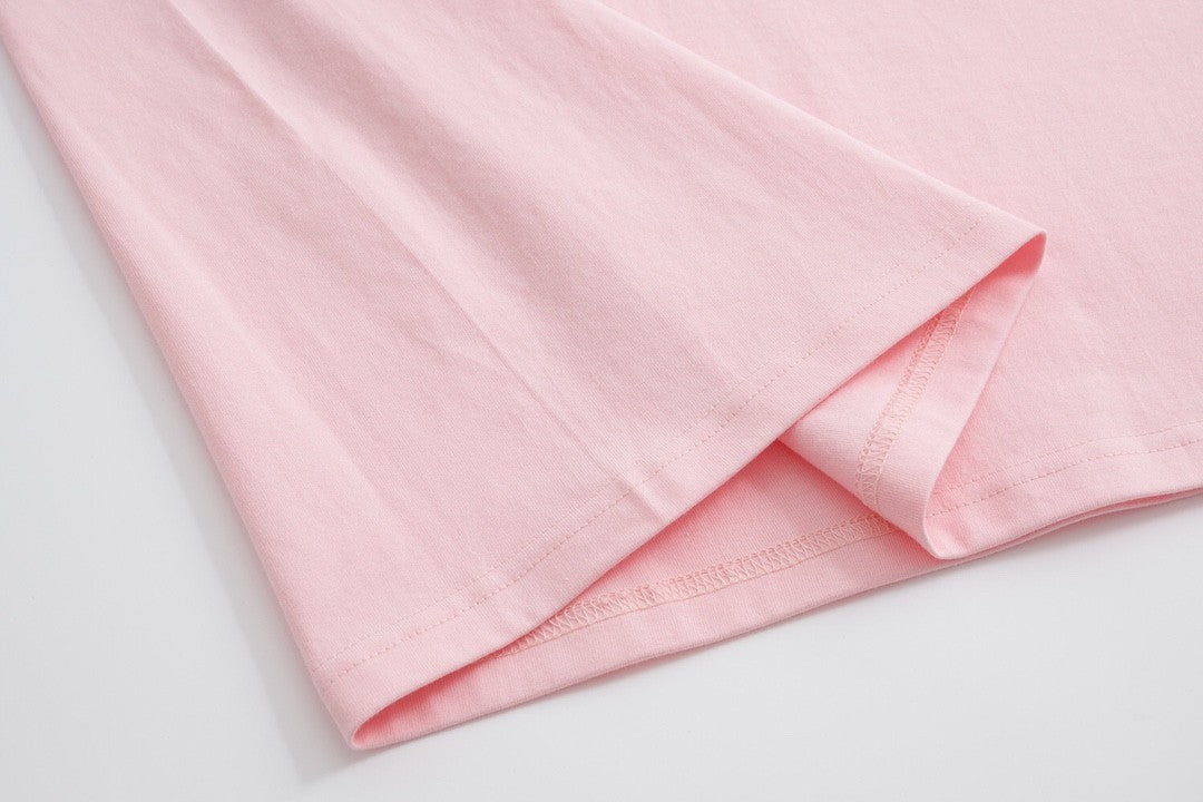 Chic and Quirky:  Inspired pink T - Shirt with Adorable Cartoon Prints