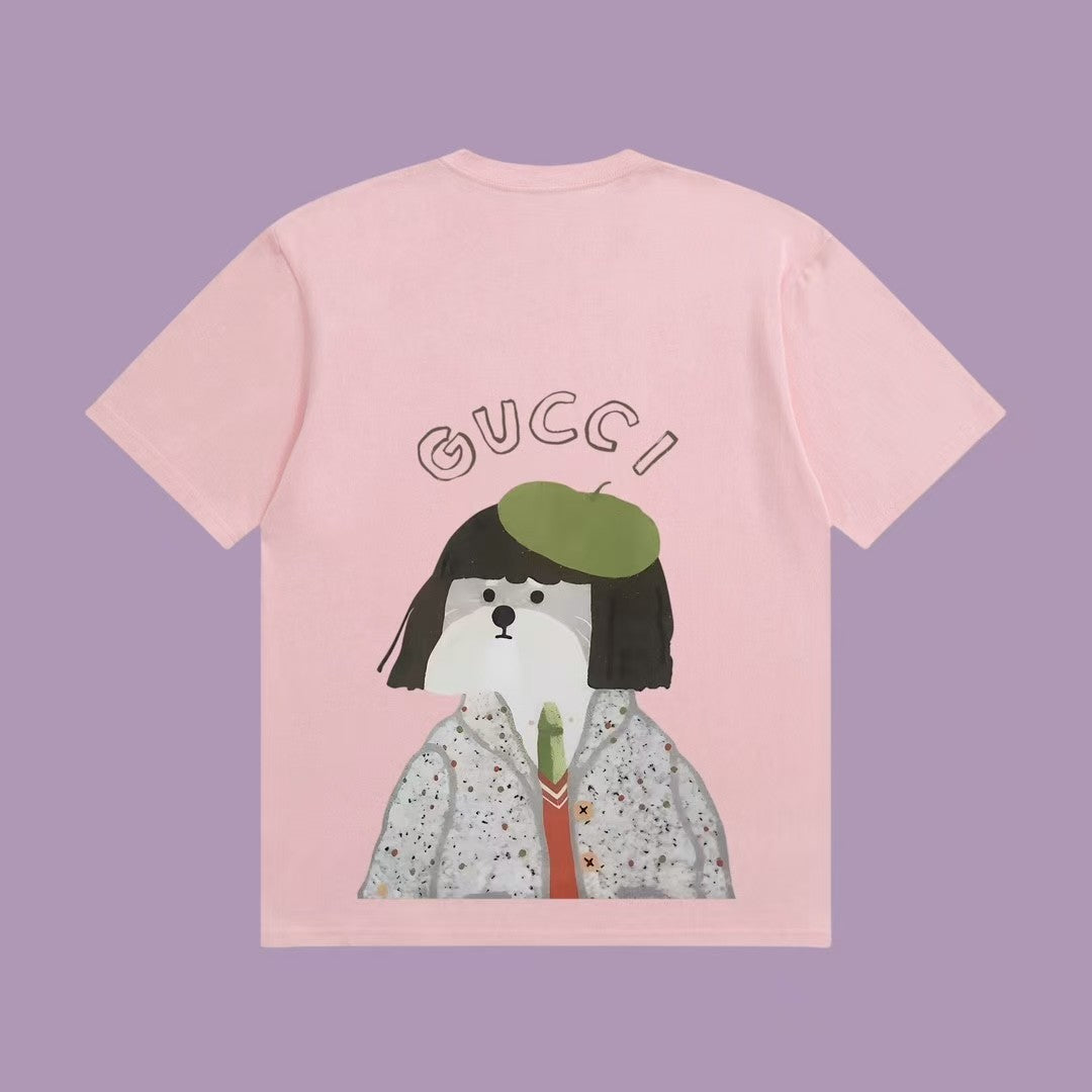 Chic and Quirky:  Inspired pink T - Shirt with Adorable Cartoon Prints