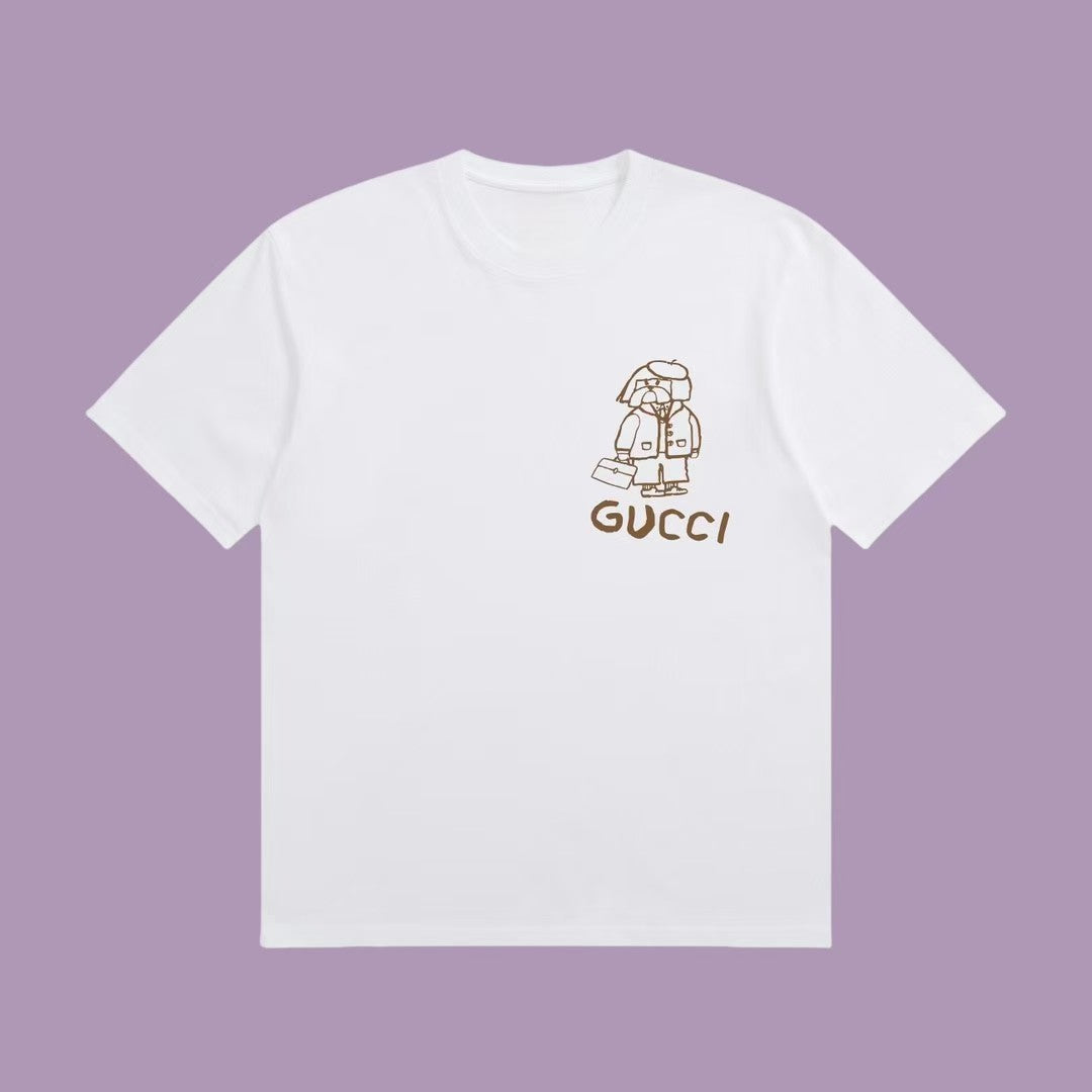 Chic and Quirky: Inspired white T - Shirt with Adorable Cartoon Prints