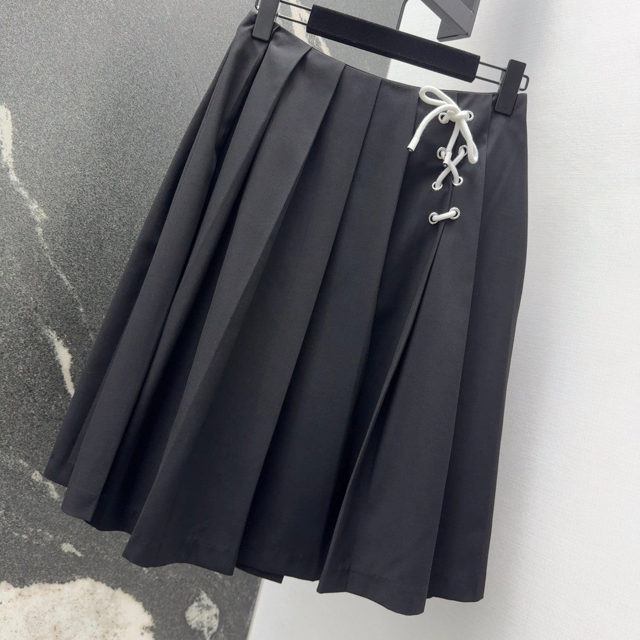 Spring - Summer 2025 New Arrival: Nautical - style Midi - length Pleated Skirt with Rope Detailing