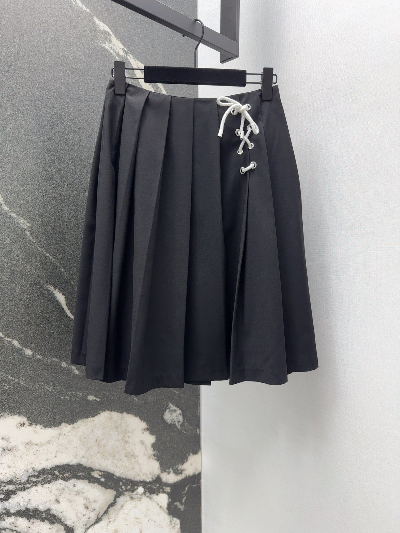 Spring - Summer 2025 New Arrival: Nautical - style Midi - length Pleated Skirt with Rope Detailing
