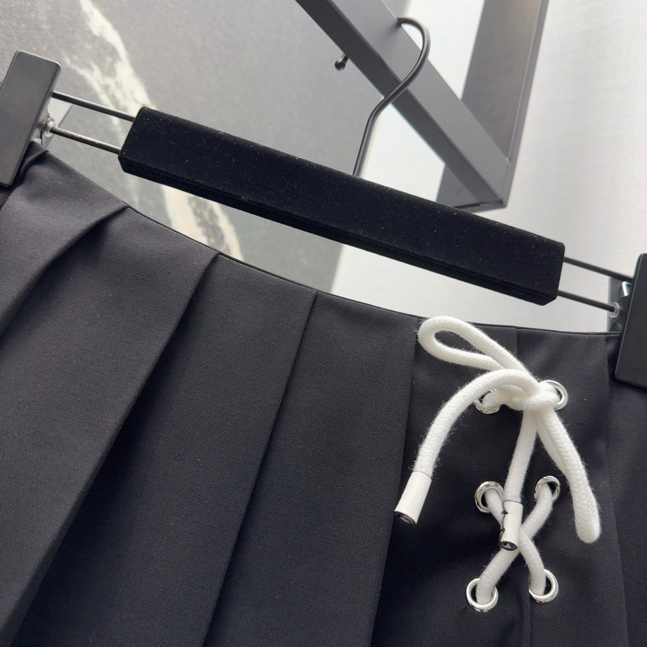 Spring - Summer 2025 New Arrival: Nautical - style Midi - length Pleated Skirt with Rope Detailing