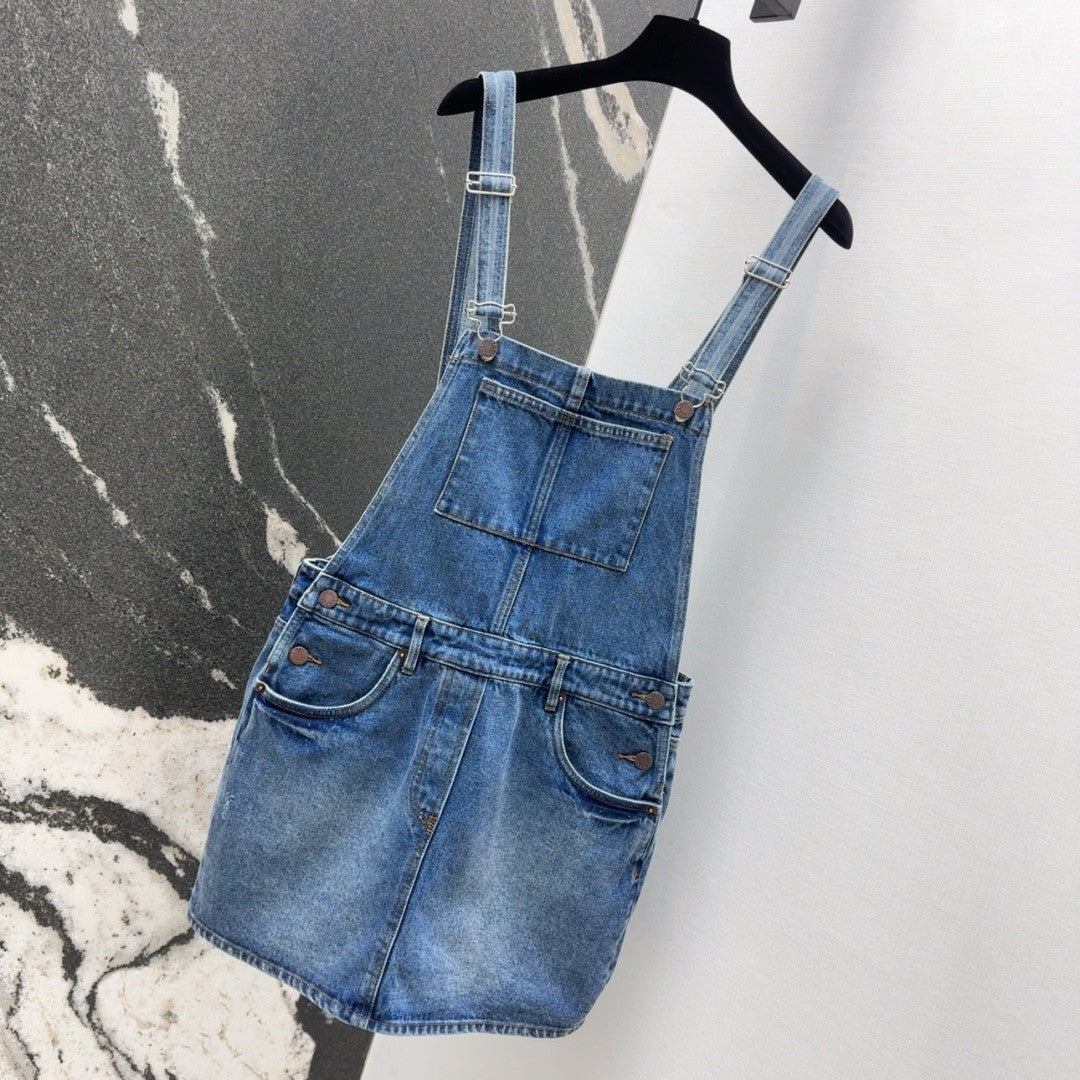 Cool Utility style Denim Overall Dress