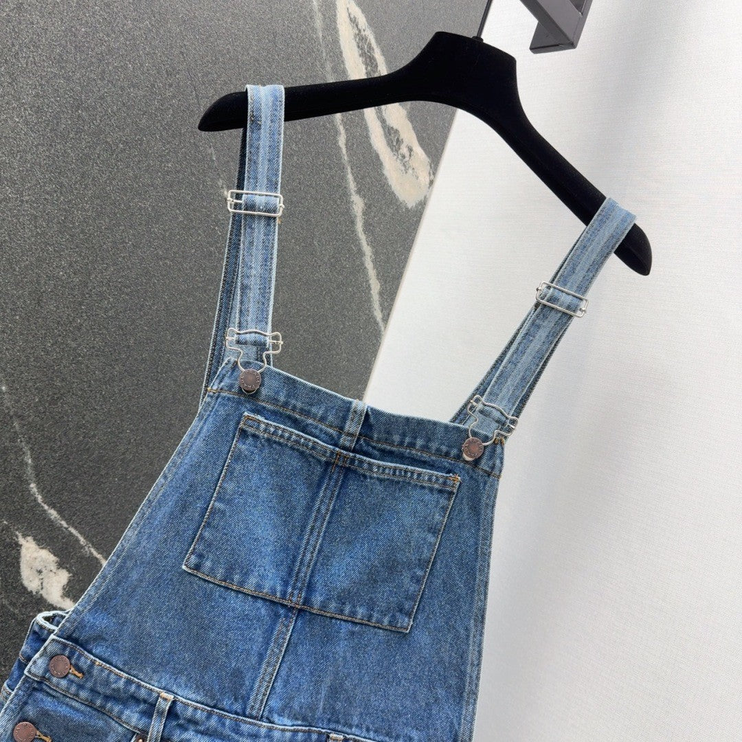 Cool Utility style Denim Overall Dress