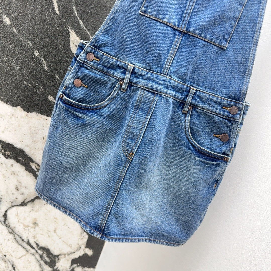 Cool Utility style Denim Overall Dress