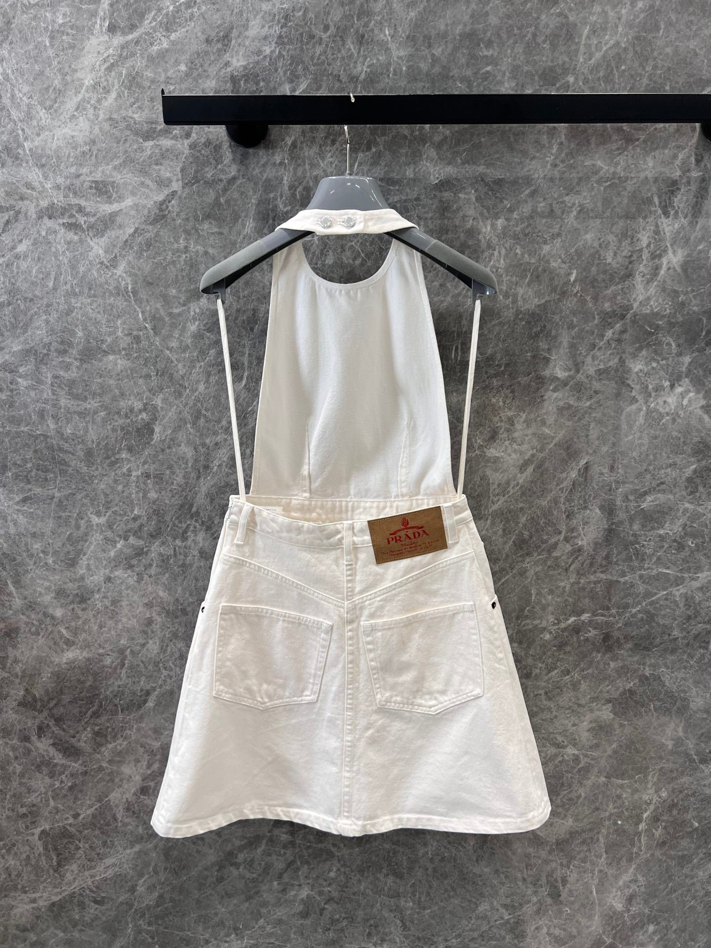 Spring - Summer 2025 New Arrival: Halter - cinching A - line Denim Dress