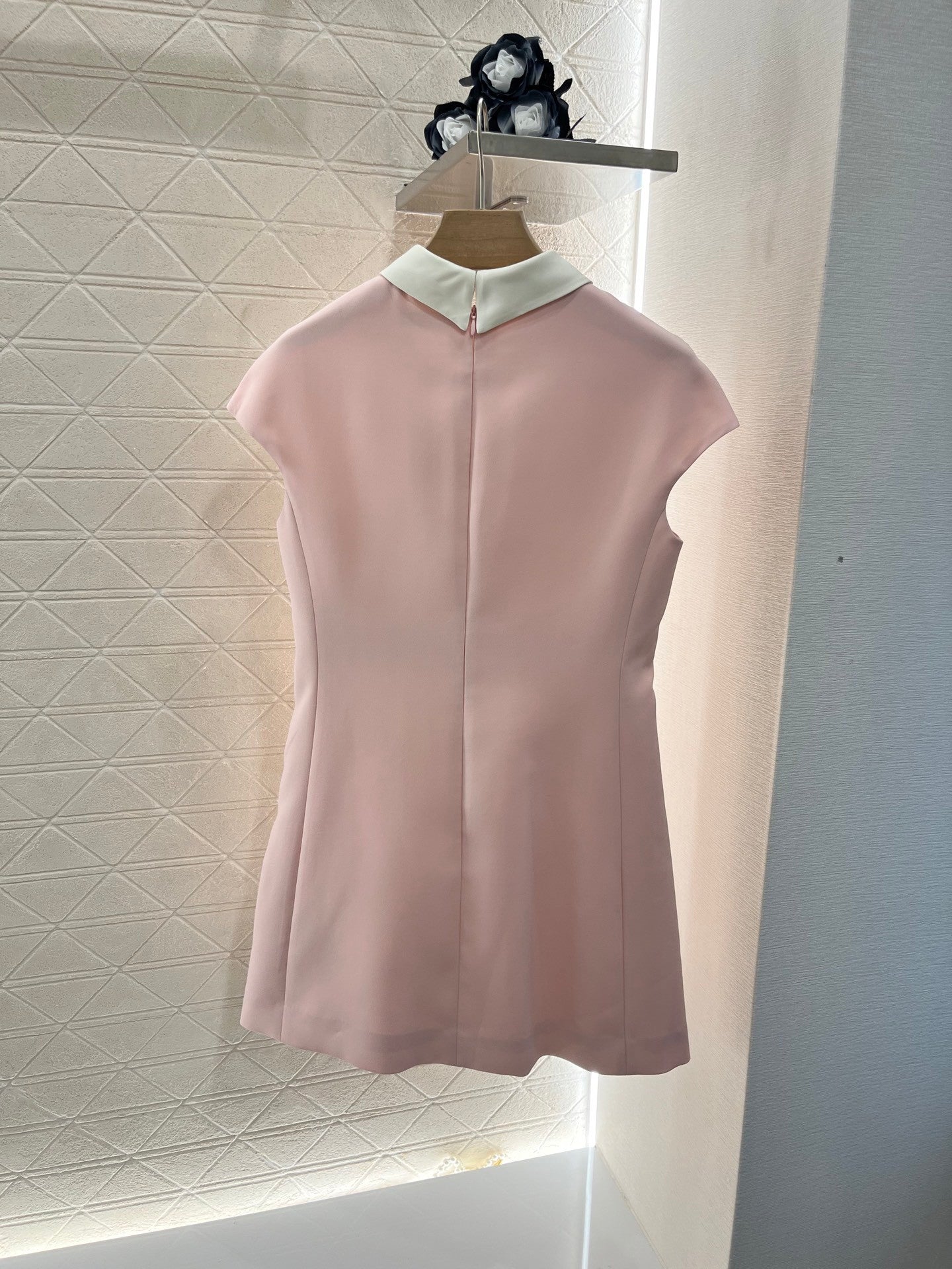 Lapel Dress Embellished with Rhinestones, Made of Custom - made Acetate Fabric