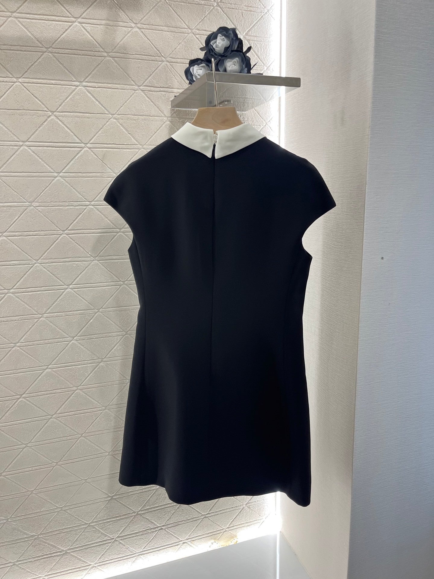 Lapel Dress Embellished with Rhinestones, Made of Custom - made Acetate Fabric