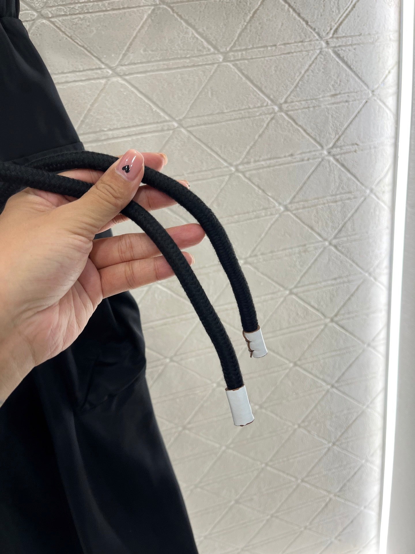 Black Short - sleeved Collared Drawstring Dress