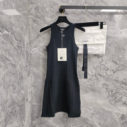 Must - have Trendy Item This Season! Ribbed Waffle - Knit Patchwork Knitted Sleeveless Dress