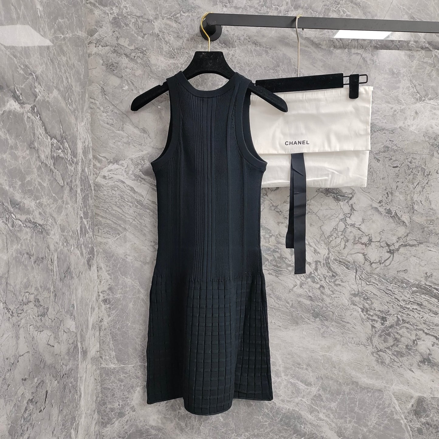 Must - have Trendy Item This Season! Ribbed Waffle - Knit Patchwork Knitted Sleeveless Dress