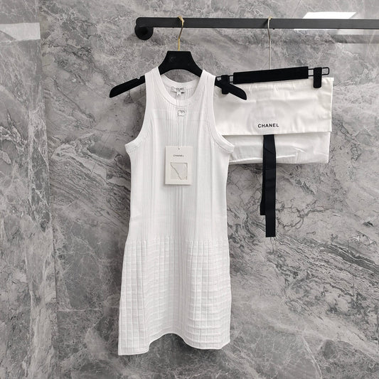 Must - have Trendy Item This Season! Ribbed Waffle - Knit Patchwork Knitted Sleeveless Dress