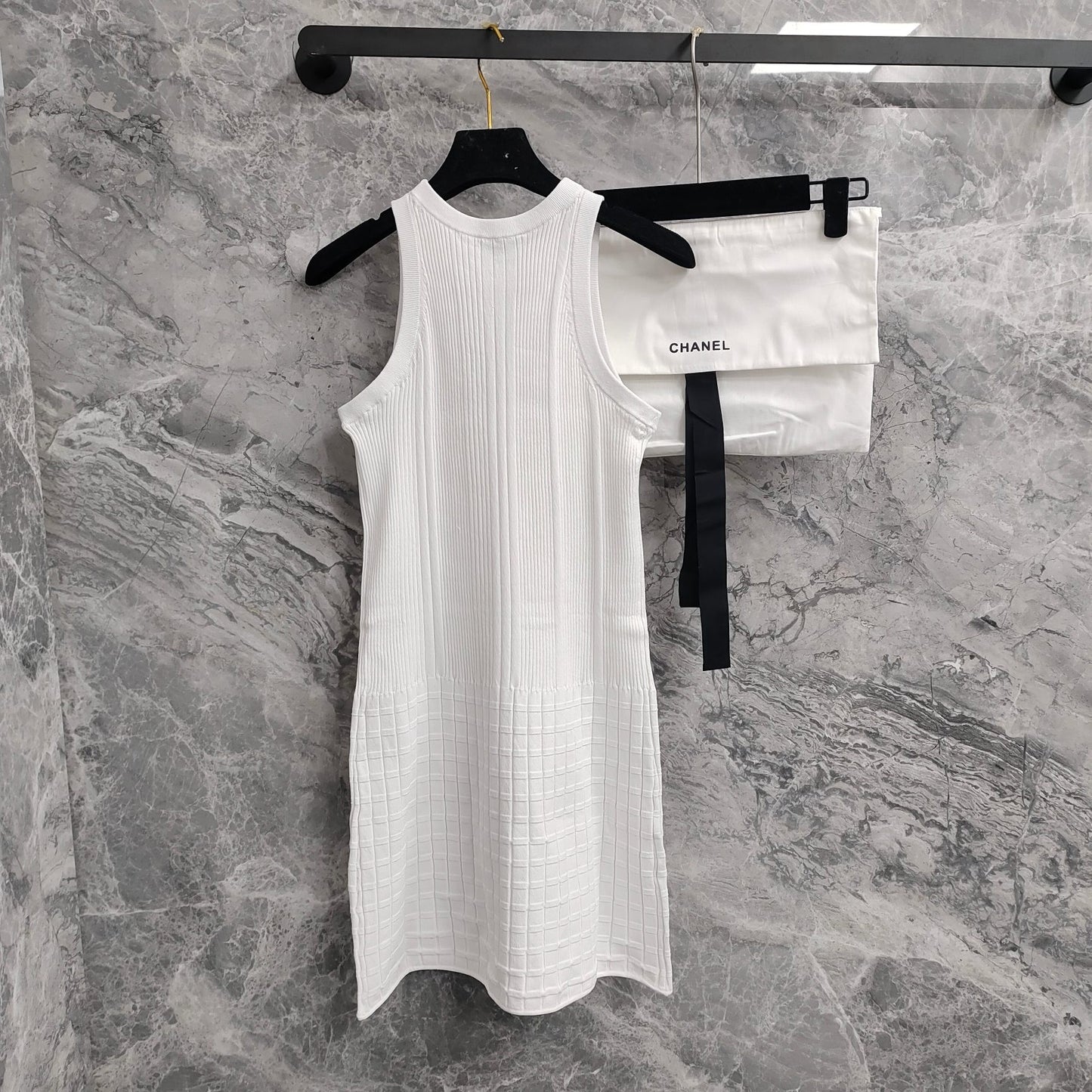 Must - have Trendy Item This Season! Ribbed Waffle - Knit Patchwork Knitted Sleeveless Dress