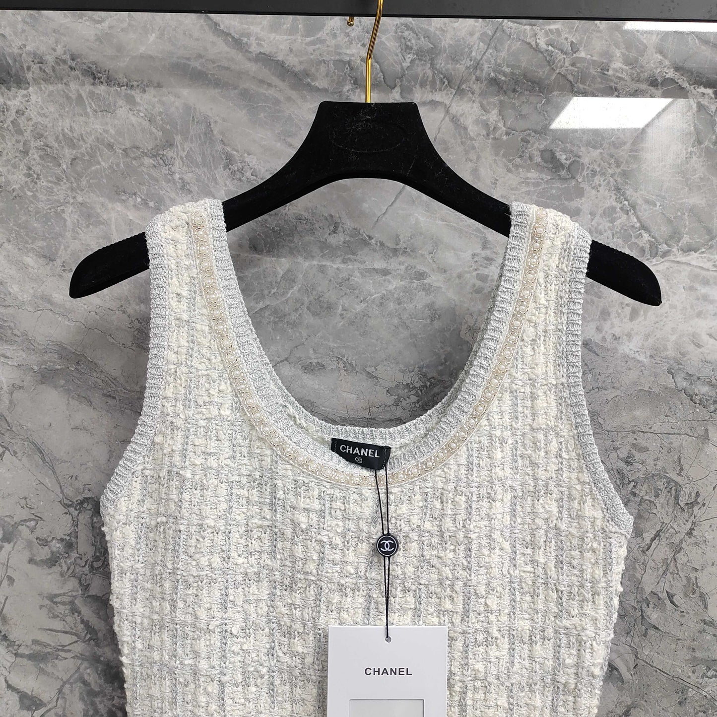 Graceful Sleeveless Dress: Beaded Waist - cinching and Slimming Knit Dress