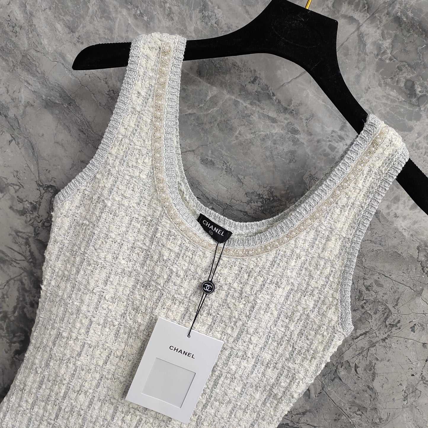 Graceful Sleeveless Dress: Beaded Waist - cinching and Slimming Knit Dress