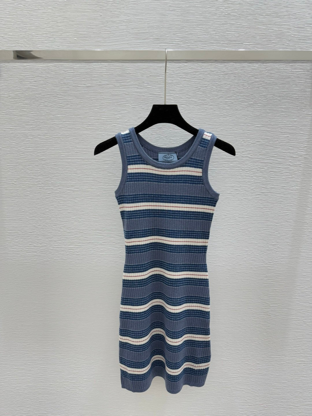 New Arrival: Round - neck Knitted Dress with Contrast - color Stripes