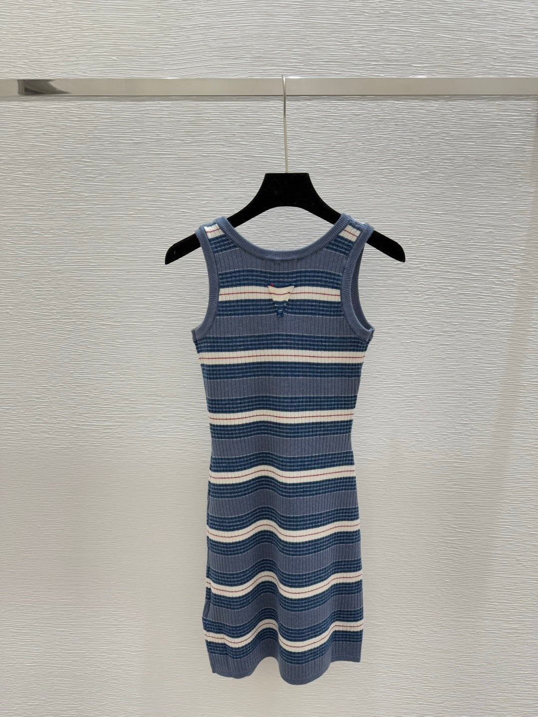 New Arrival: Round - neck Knitted Dress with Contrast - color Stripes
