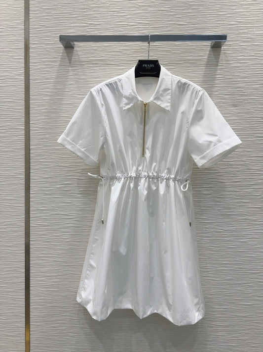 Drawstring - waist dress, made of customized environmentally - friendly recycled nylon material