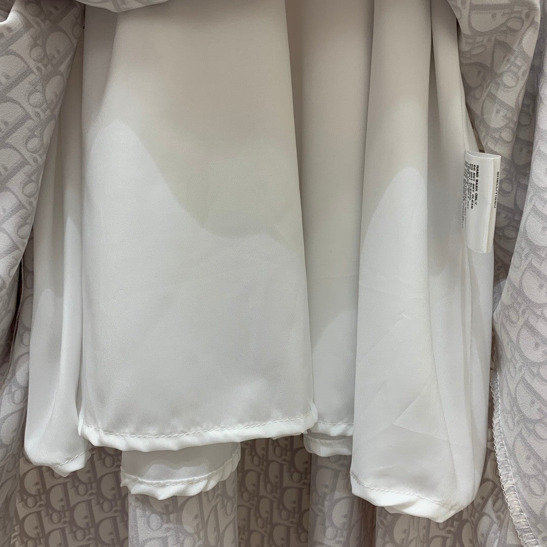 inspired Dress with All - over Monogram Print, Cinched Waist & Flared Silhouette