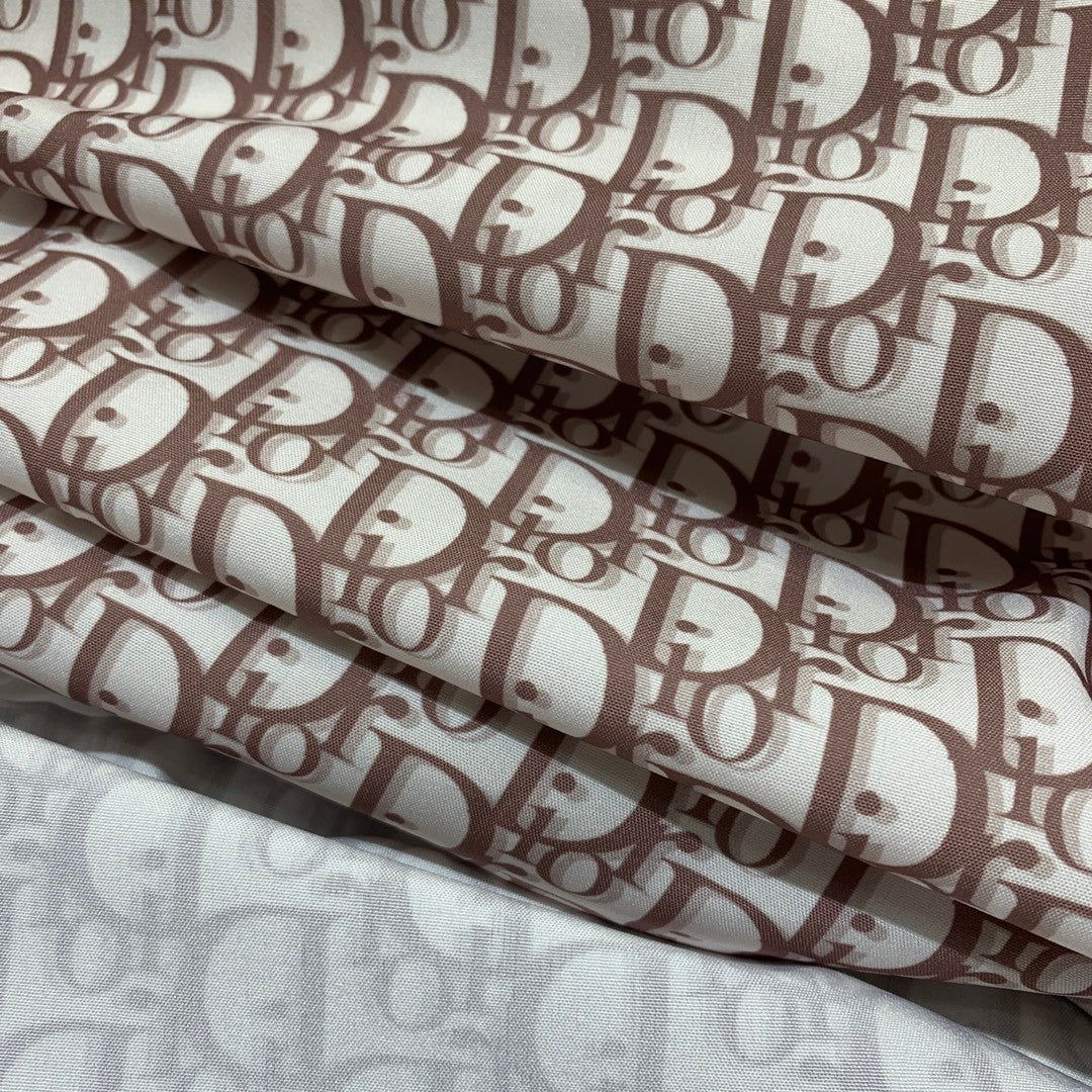 inspired Dress with All - over Monogram Print, Cinched Waist & Flared Silhouette