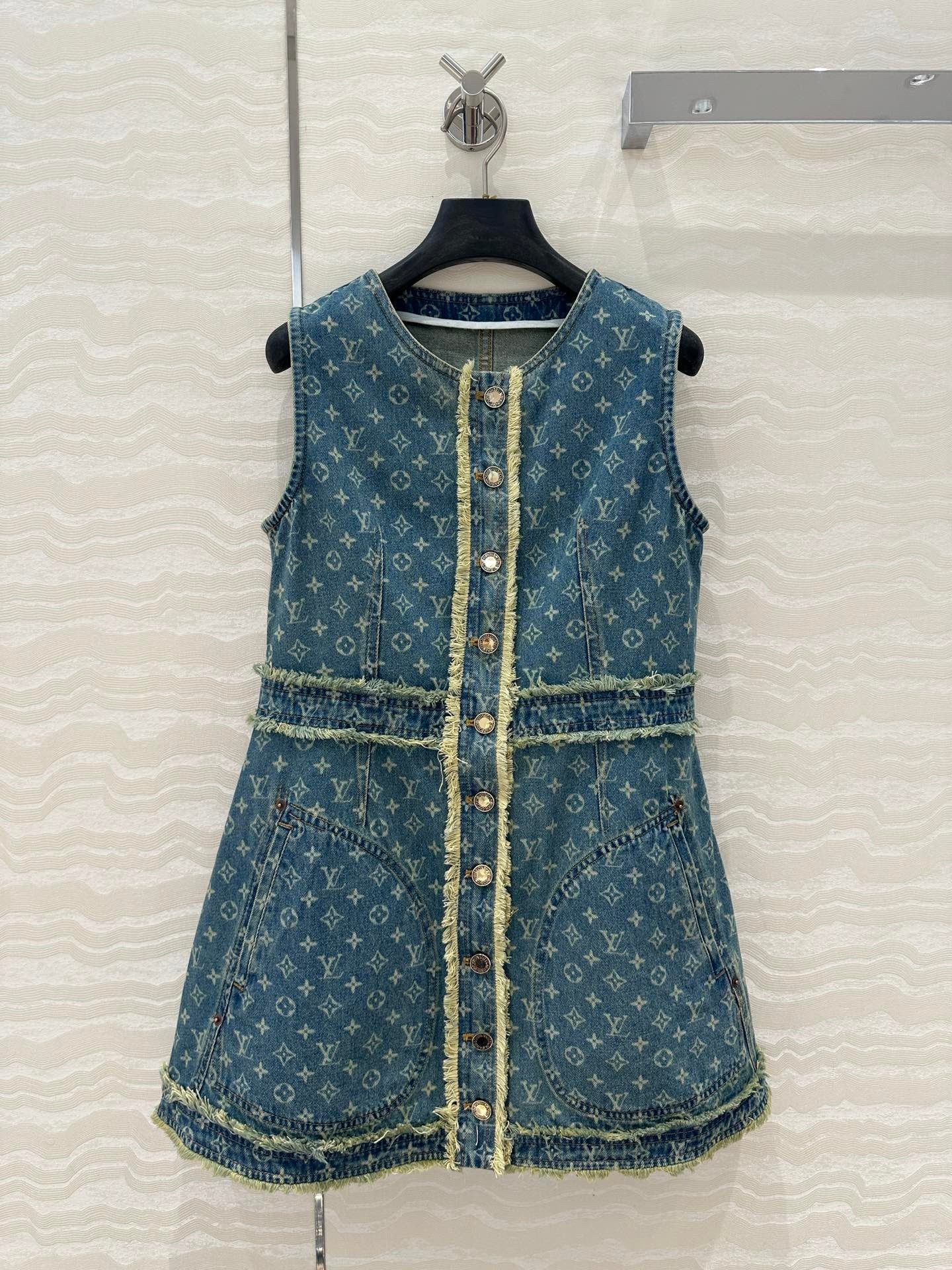 Monogram jacquard denim dress