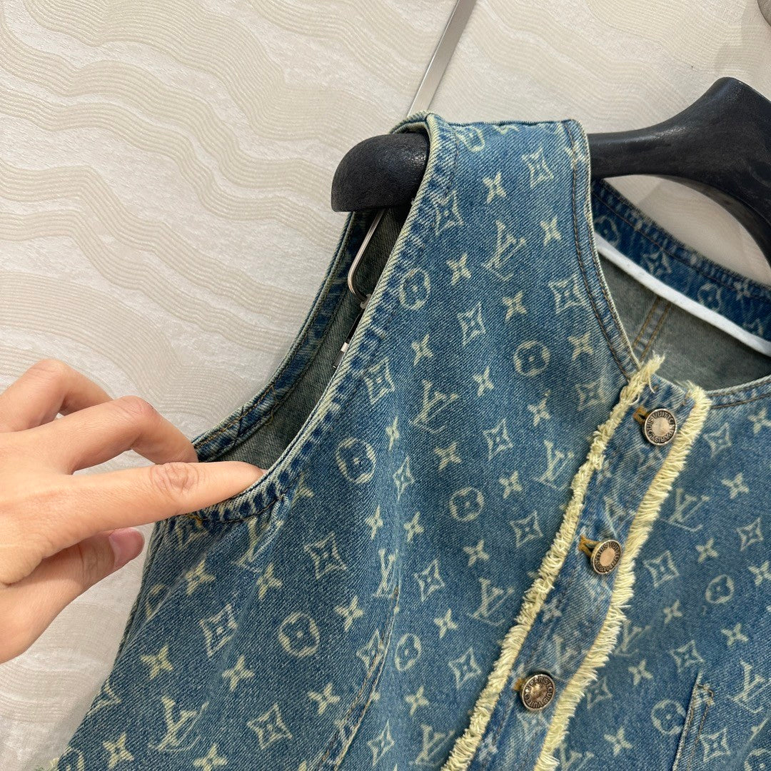 Monogram jacquard denim dress