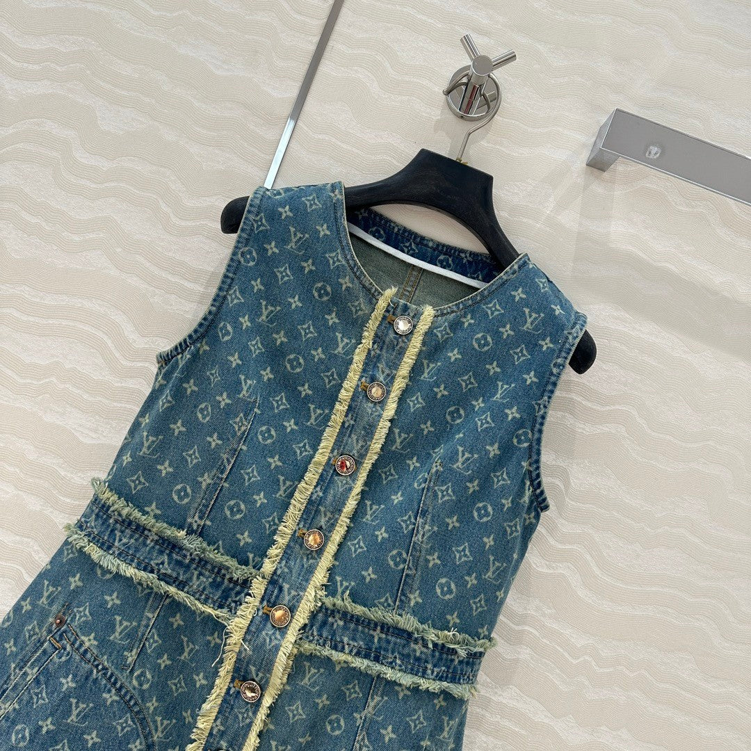 Monogram jacquard denim dress
