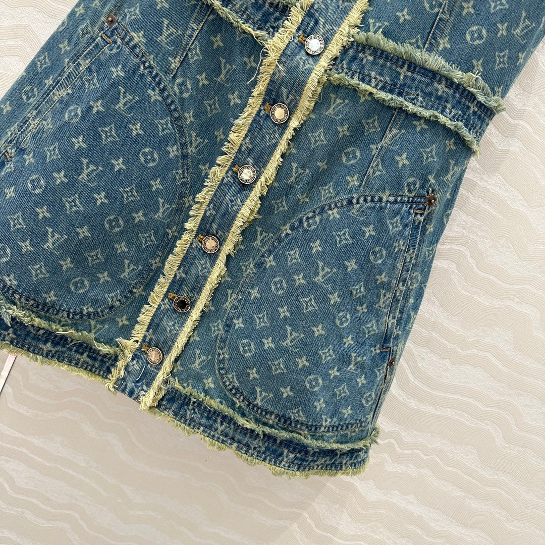 Monogram jacquard denim dress