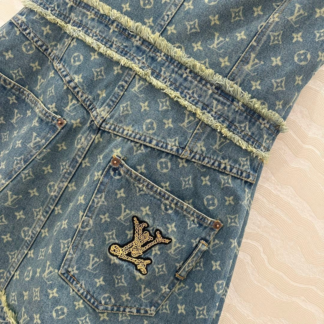 Monogram jacquard denim dress