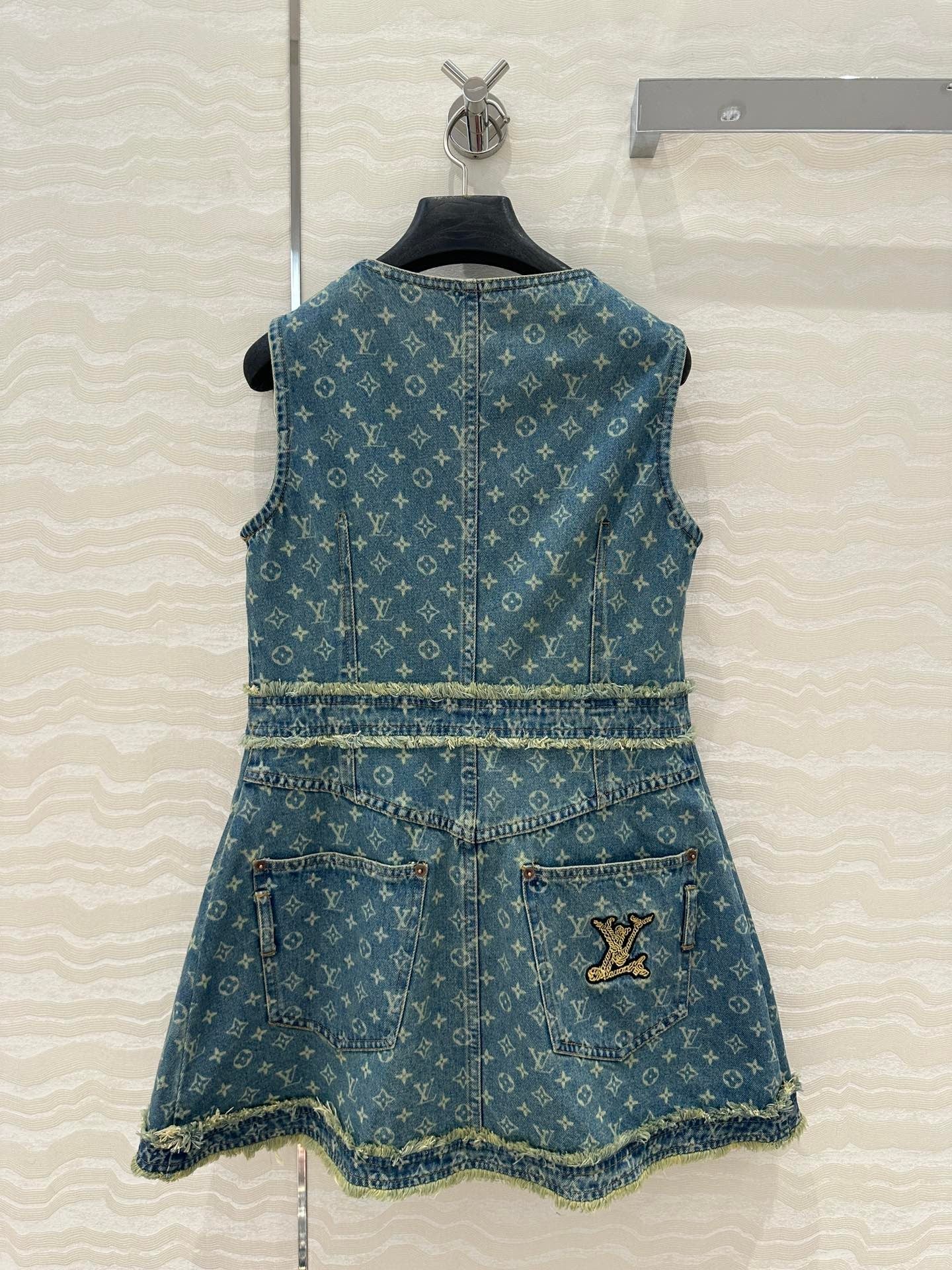 Monogram jacquard denim dress