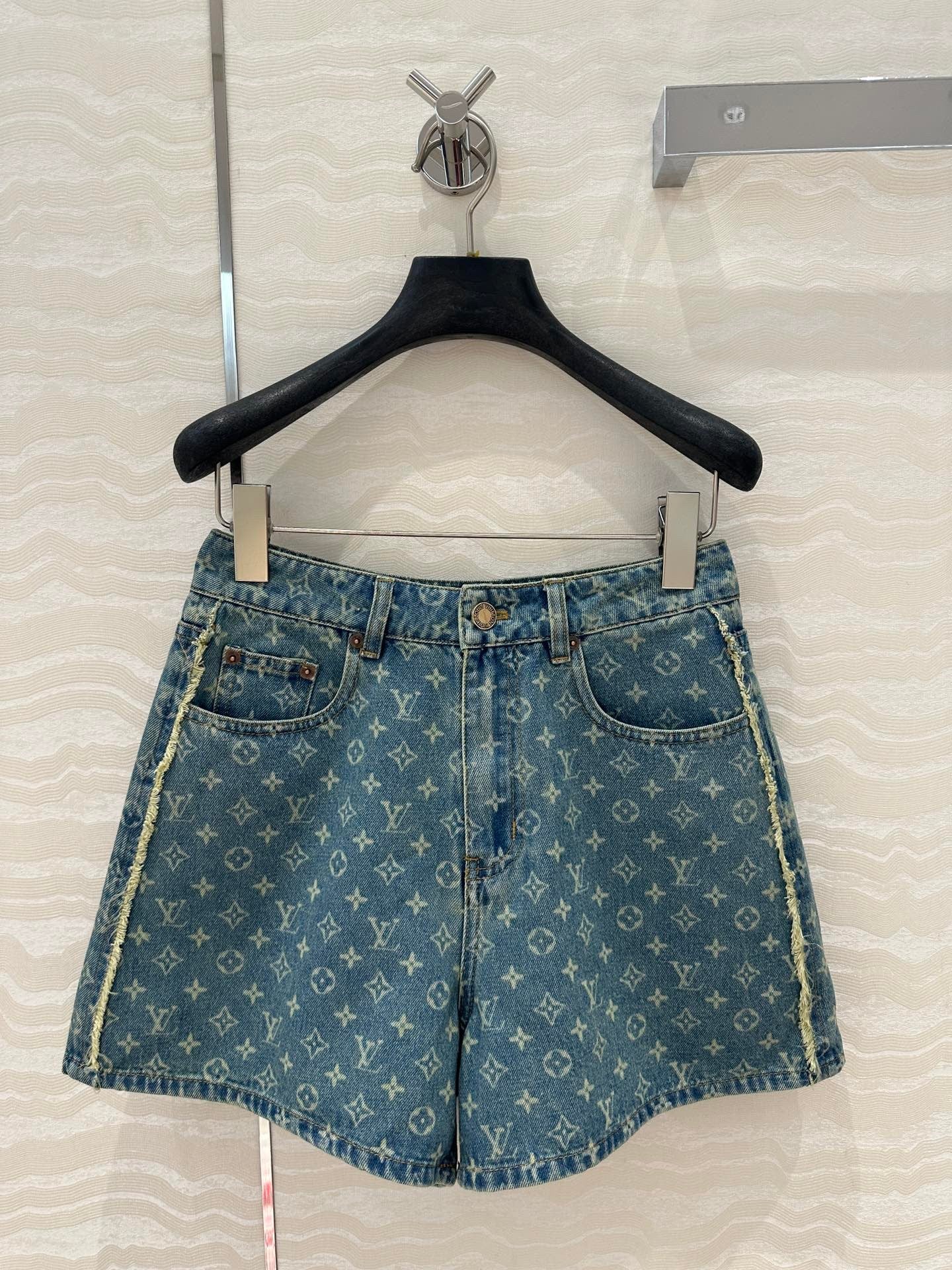 Monogram jacquard denim shorts