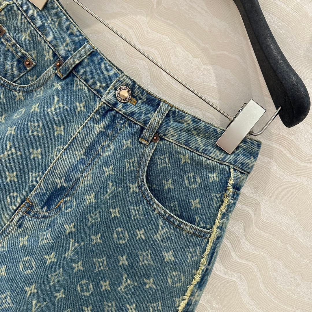 Monogram jacquard denim shorts