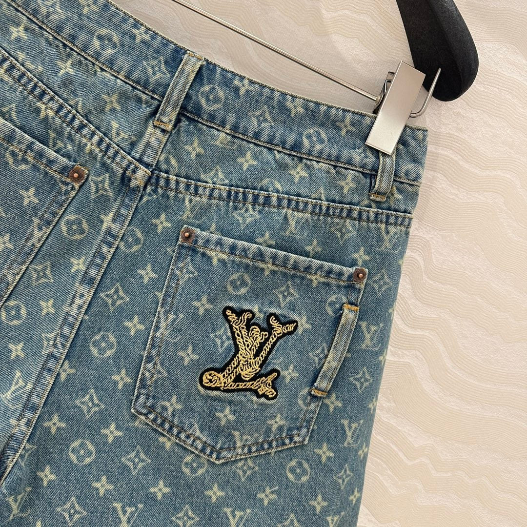 Monogram jacquard denim shorts