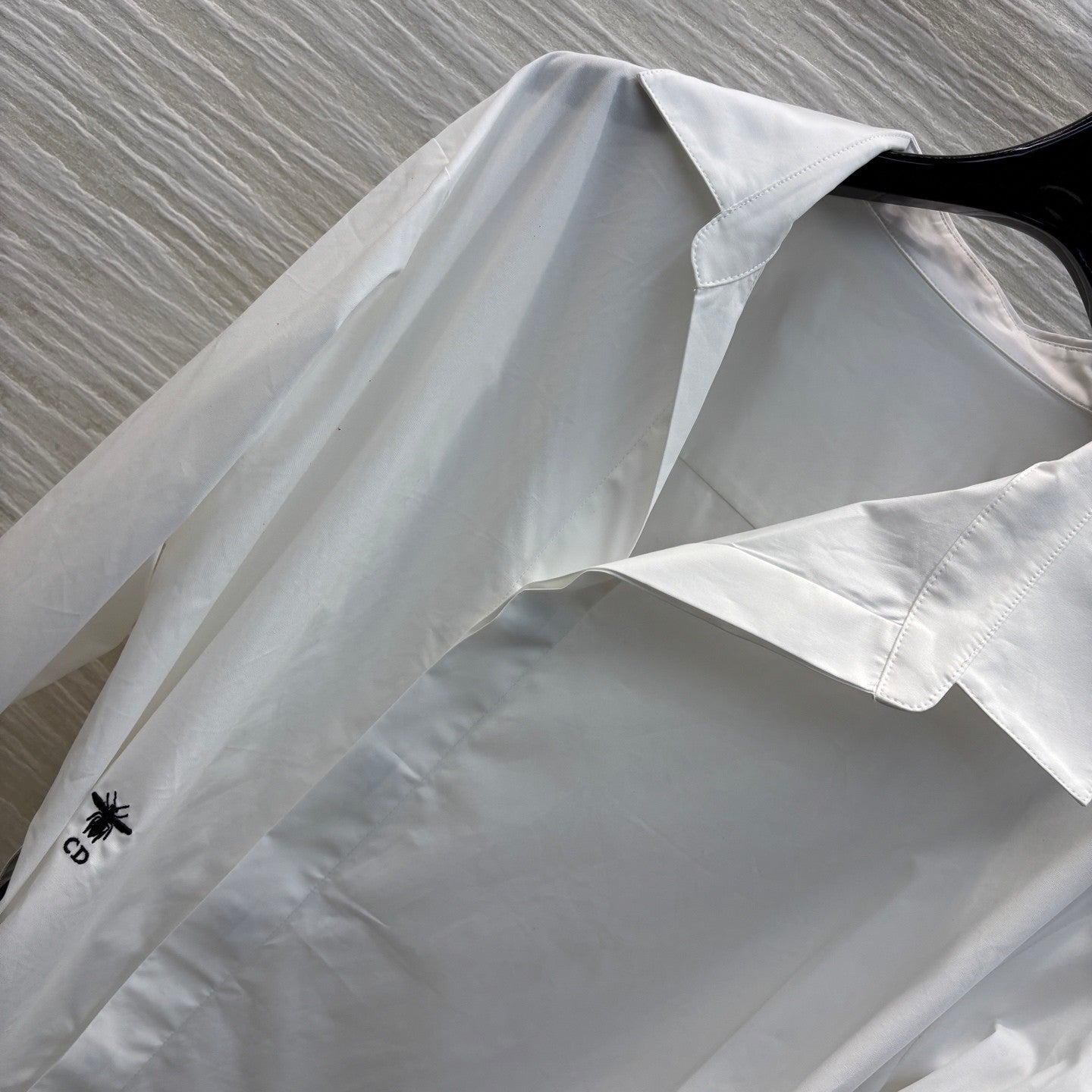 Pure white shirt - style dress with diagonal buttons